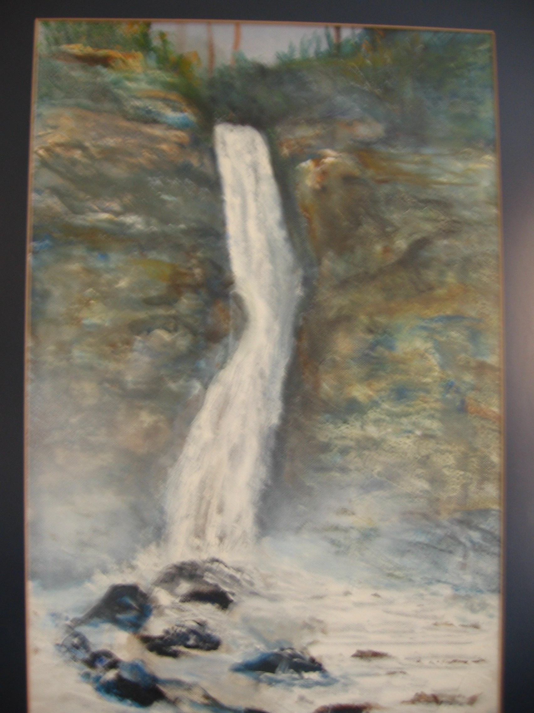 a painting of a waterfall